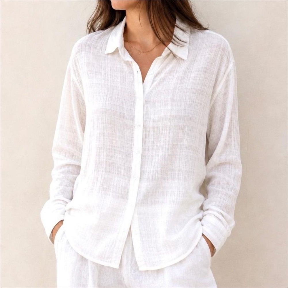 Xirena $209 Button Up Top Size XS Gauze Cotton Minimalist Quiet Luxury